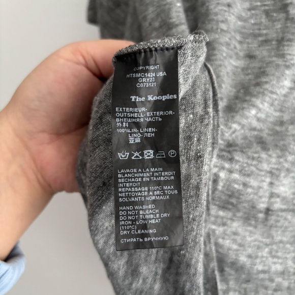 The Kooples Men's Light Grey Metal Skulls Pocket Tee - Picture 5 of 5